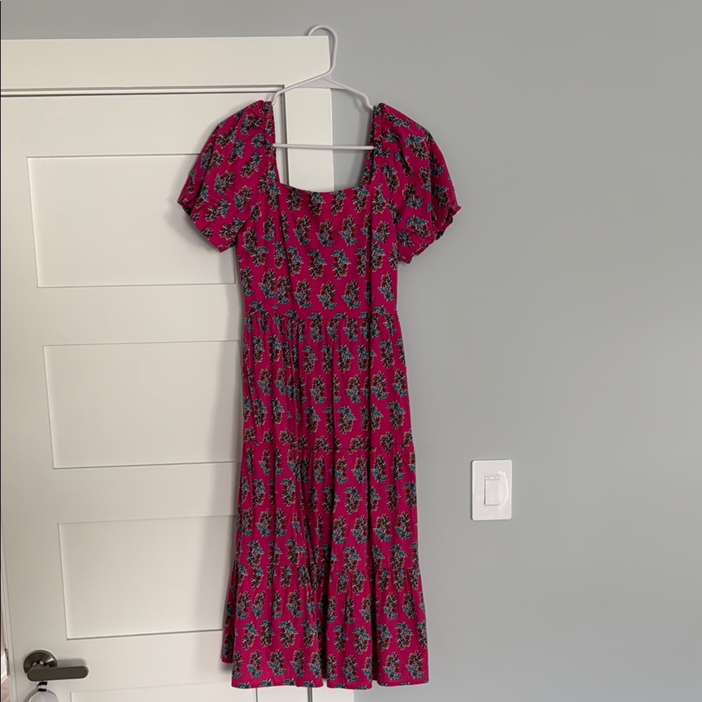 J. Crew Factory Pink Floral Midi Dress